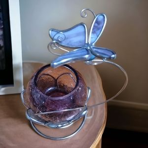 Stained Glass Butterfly Candle Holder